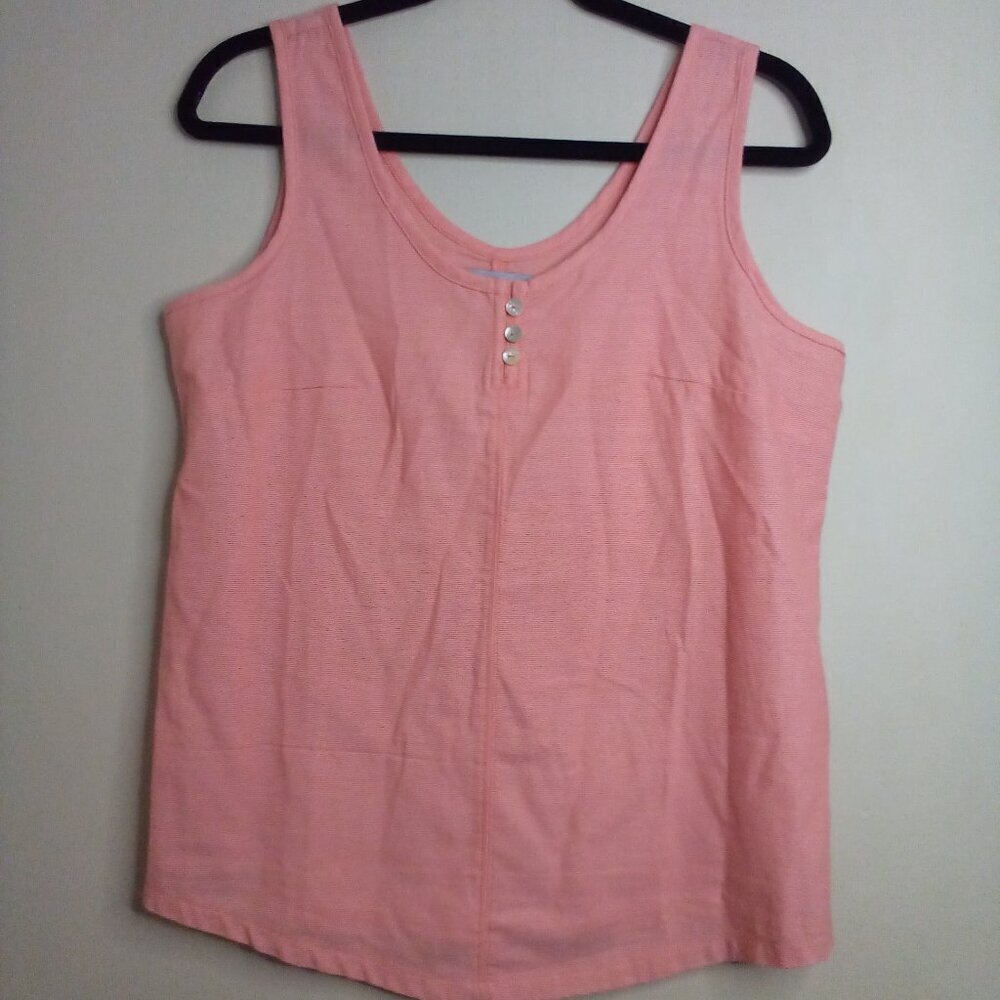 Ocean Coast Shirt Women M Sleeveless 100% Cotton Peach Orange
